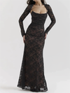 Robe maxi avec détails en dentelle - élégante robe longue pour femmes