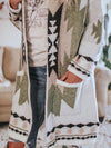 Cardigan en maille pour femmes - un layering décontracté et stylé avec un motif géométrique tendance, en tissu doux