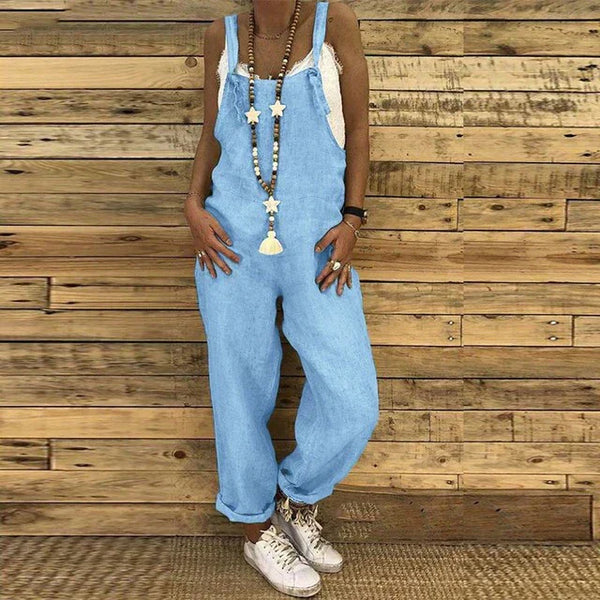 Salopette décontractée pour femmes - dungarees en lin élégants pour une détente au quotidien