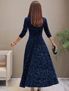 Robe maxi a-line en velours luxueux pour femmes - manches longues élégantes pour les occasions spéciales