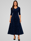 Robe maxi a-line en velours luxueux pour femmes - manches longues élégantes pour les occasions spéciales
