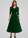 Robe maxi a-line en velours luxueux pour femmes - manches longues élégantes pour les occasions spéciales