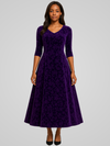 Robe maxi a-line en velours luxueux pour femmes - manches longues élégantes pour les occasions spéciales
