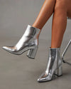 Bottines femme tendance finition métallisée argent - chic pour les soirées et au bureau