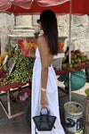 Robe midi à bretelles pour femme - élégante robe d'été blanche
