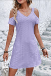 Robe décontractée femme élégante style épaules nues - design en broderie légère en coton pour l'été