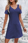 Robe décontractée femme élégante style épaules nues - design en broderie légère en coton pour l'été