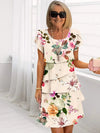 Robe midi élégante à fleurs avec volants - pour vos sorties et occasions spéciales