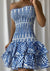 Robe décontractée femme - robe bustier brodée élégante en bleu - pour les occasions estivales