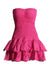 Robe décontractée pour femmes - rose smockée avec ourlet à volants pour les sorties estivales - élégante et facile à porter