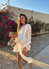 Robe mini plissée beige pour femmes - élégance pour vos soirées
