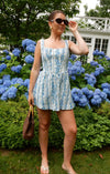 Robe skort à imprimé floral pour femmes - tenue estivale légère en bleu