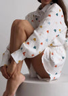 Chemisier blanc à motif cœur pour femmes - style d'été tendance