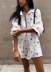 Chemisier blanc à motif cœur pour femmes - style d'été tendance