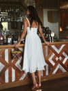 Robe midi décontractée pour femme avec bretelles fines et volant - pour les sorties estivales
