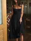 Robe midi décontractée pour femme avec bretelles fines et volant - pour les sorties estivales