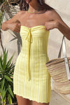 Robe midi décontractée sans bretelles avec lacets en jaune - tenue estivale pour les garden parties