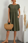 Robe midi décontractée pour femme avec poches - tenue quotidienne relax