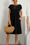Robe midi décontractée pour femme avec poches - tenue quotidienne relax