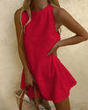 Robe mini casual pour femmes - élégante avec ourlet festonné, légère et sans manches pour l'été