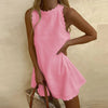Robe mini casual pour femmes - élégante avec ourlet festonné, légère et sans manches pour l'été
