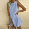 Robe mini casual pour femmes - élégante avec ourlet festonné, légère et sans manches pour l'été