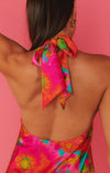 Robe mini casual femme - robe d'été à imprimé floral rose vif