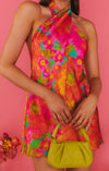 Robe mini casual femme - robe d'été à imprimé floral rose vif