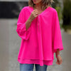 Blouse en chiffon femme avec fermeture éclair - haut à col v pour une tenue décontractée, polyvalente