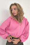 Sweat à capuche cropped pour femmes - zip et tendance pour un look décontracté au quotidien