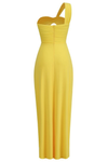 Robe de soirée pour femme - robe maxi élégante avec design asymétrique, fente haute et détails en cristal - pour les occasions spéciales