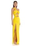 Robe de soirée pour femme - robe maxi élégante avec design asymétrique, fente haute et détails en cristal - pour les occasions spéciales