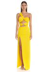 Robe de soirée pour femme - robe maxi élégante avec design asymétrique, fente haute et détails en cristal - pour les occasions spéciales