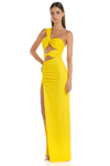 Robe de soirée pour femme - robe maxi élégante avec design asymétrique, fente haute et détails en cristal - pour les occasions spéciales