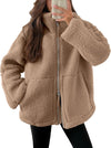 Veste zippée en polaire pour femmes, coupe décontractée avec poches - vêtement d'extérieur casual pour vos activités en plein air