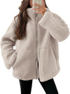 Veste zippée en polaire pour femmes, coupe décontractée avec poches - vêtement d'extérieur casual pour vos activités en plein air