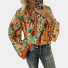 Blouse florale pour femmes - haut d'été élégant à manches évasées, léger et décontracté