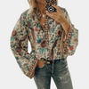 Blouse florale pour femmes - haut d'été élégant à manches évasées, léger et décontracté