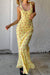 Robe maxi florale jaune - tenue d'été décontractée avec décolleté rond