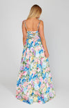 Robe maxi florale bleue éclatante pour femme - élégante robe longue pour événements spéciaux