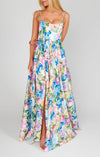Robe maxi florale bleue éclatante pour femme - élégante robe longue pour événements spéciaux