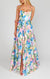 Robe maxi florale bleue éclatante pour femme - élégante robe longue pour événements spéciaux