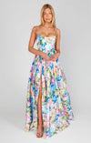 Robe maxi florale bleue éclatante pour femme - élégante robe longue pour événements spéciaux