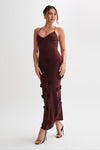Robe maxi fleurie pour femmes avec détails embellis - robe élégante en imprimé floral pour occasions spéciales