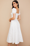 Robe midi florale pour femmes - tenue élégante d'été avec manches bouffantes et détail corset pour les garden-parties