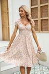 Robe midi d'été à fleurs - robe légère à smocks pour vos occasions estivales