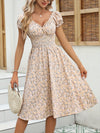 Robe midi d'été à fleurs - robe légère à smocks pour vos occasions estivales