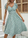 Robe midi d'été à fleurs - robe légère à smocks pour vos occasions estivales