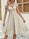 Robe midi d'été à fleurs - robe légère à smocks pour vos occasions estivales