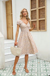 Robe midi d'été à fleurs - robe légère à smocks pour vos occasions estivales